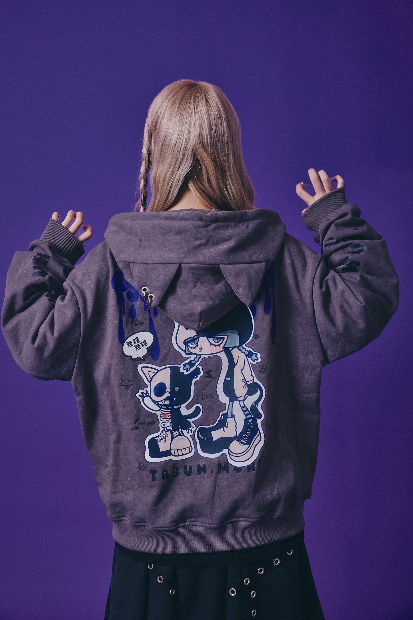 【PSYCHO NATION】× たぶん、無理。  木天蓼にゃん子 ZIP パーカー(716801)