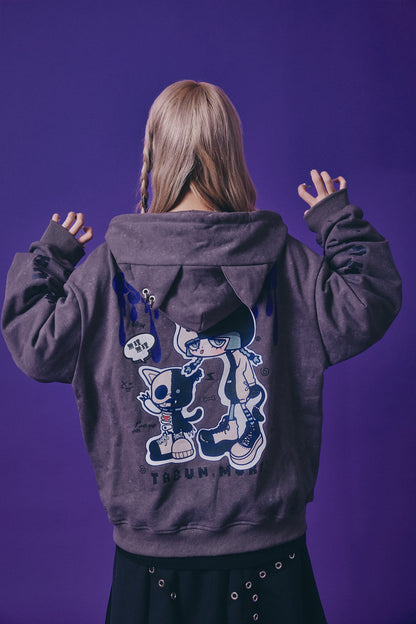 【PSYCHO NATION】× たぶん、無理。  木天蓼にゃん子 ZIP パーカー(716801)