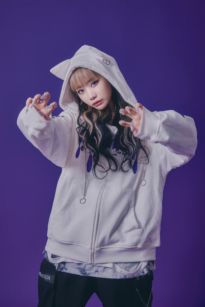 【PSYCHO NATION】× たぶん、無理。  木天蓼にゃん子 ZIP パーカー(716801)