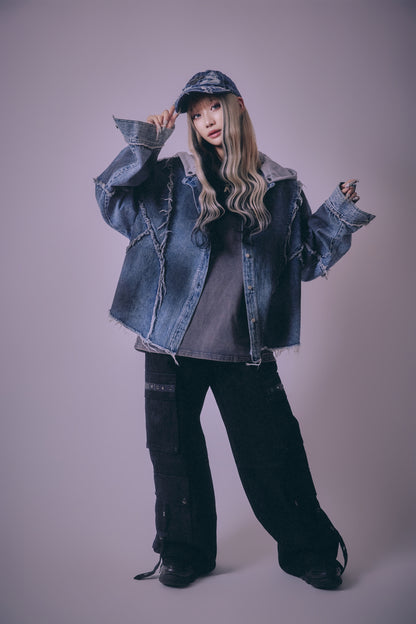 【P.N UNDERGROUND】切替フーディデニムシャツ (716408)