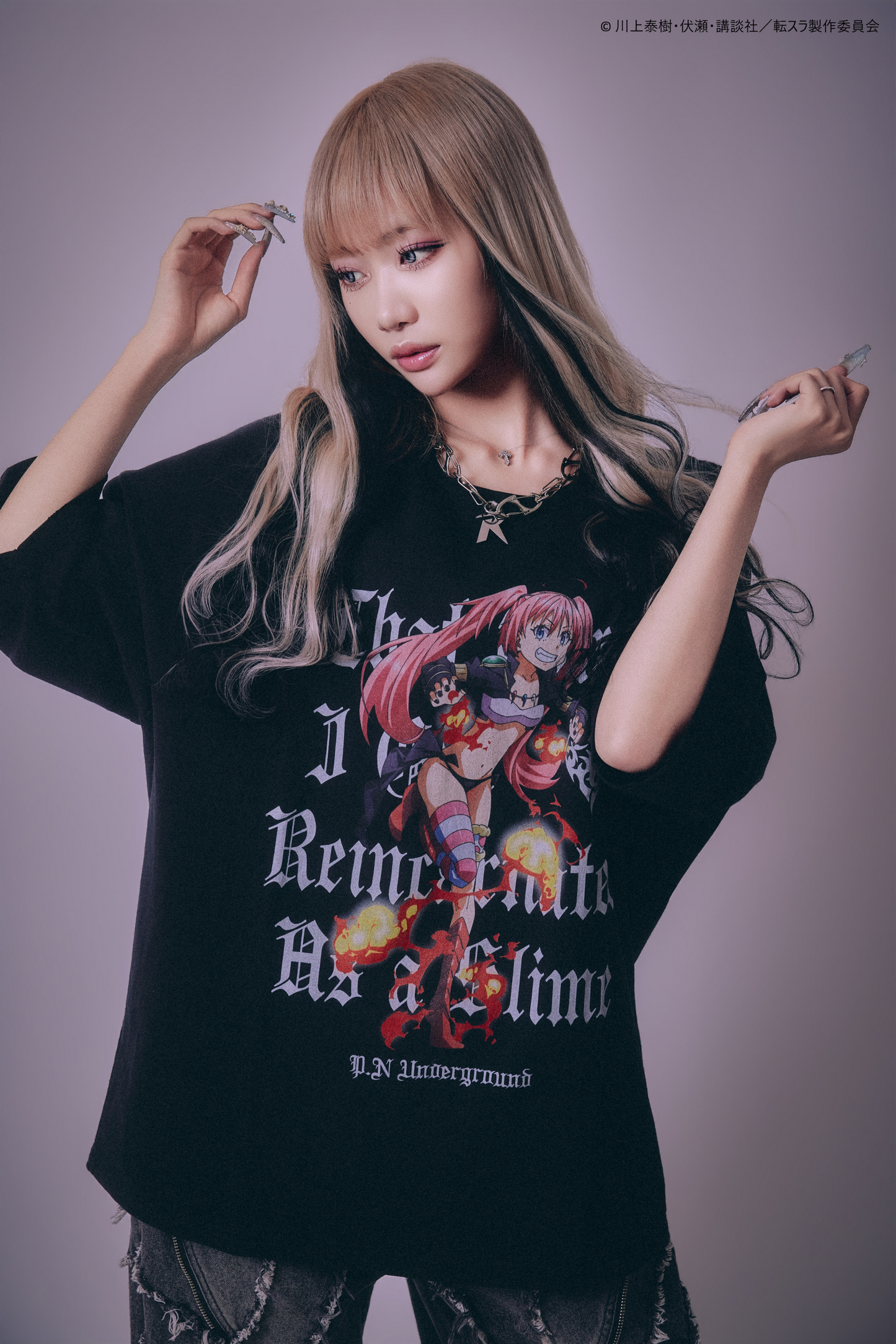 【P.N UNDERGROUND＿転生したらスライムだった件】ミリムダメージ TEE (716606)