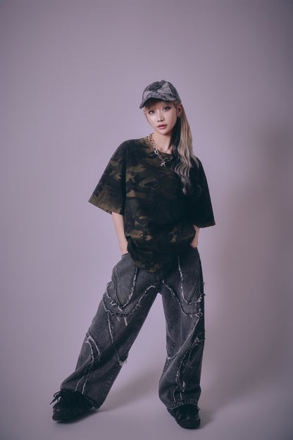 【P.N UNDERGROUND】切替アップリケ刺繡 TEE (716400)