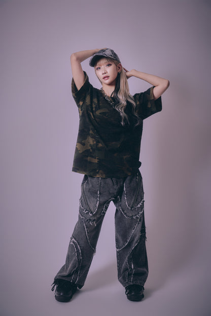 【P.N UNDERGROUND】切替アップリケ刺繡 TEE (716400)