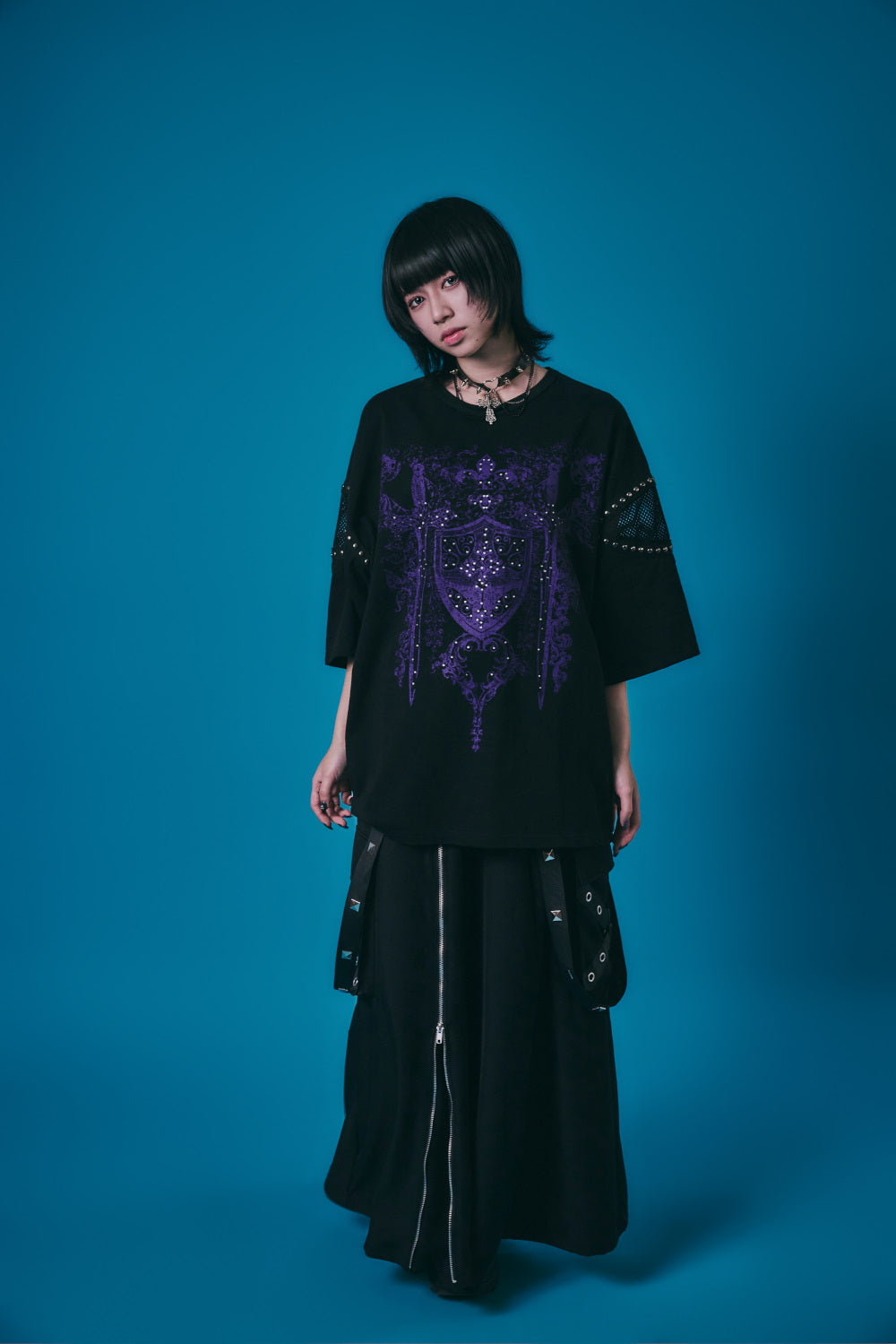 【PSYCHO NATION】メッシュ切り替えストーンTEE(726805)