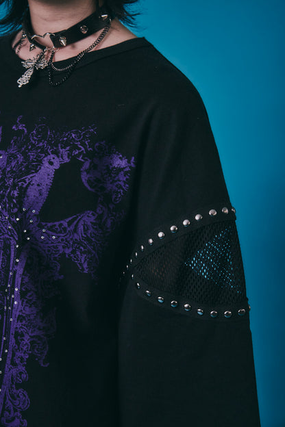 【PSYCHO NATION】メッシュ切り替えストーンTEE(726805)