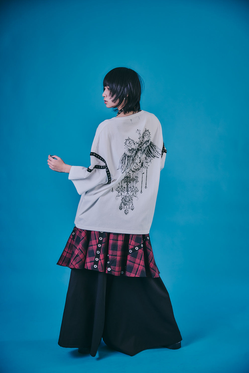 【PSYCHO NATION】メッシュ切り替えストーンTEE(726805)