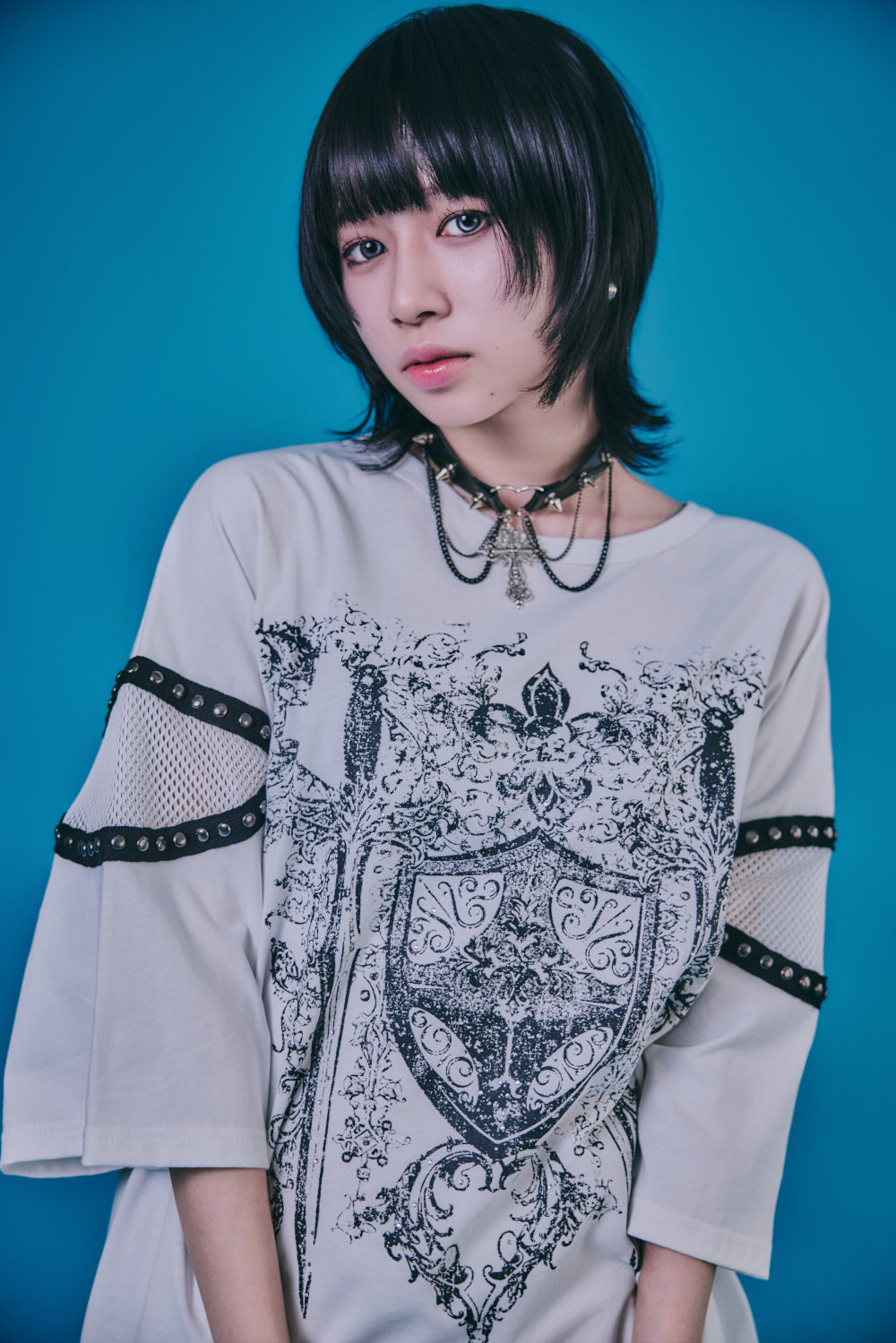 【PSYCHO NATION】メッシュ切り替えストーンTEE(726805)
