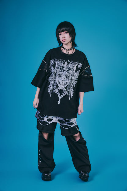 【PSYCHO NATION】メッシュ切り替えストーンTEE(726805)