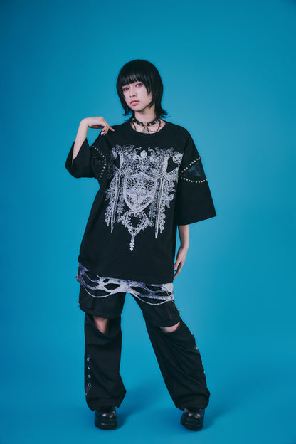 【PSYCHO NATION】メッシュ切り替えストーンTEE(726805)
