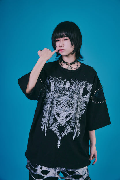 【PSYCHO NATION】メッシュ切り替えストーンTEE(726805)