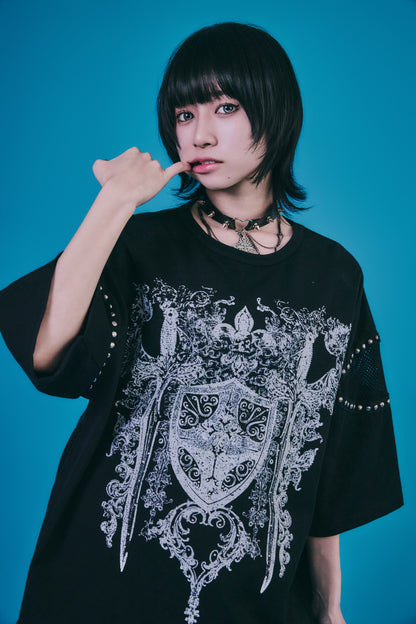 【PSYCHO NATION】メッシュ切り替えストーンTEE(726805)