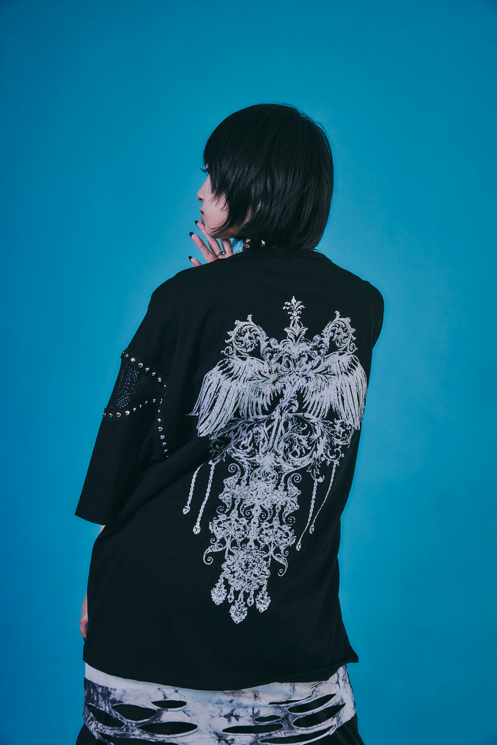 【PSYCHO NATION】メッシュ切り替えストーンTEE(726805)