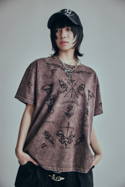 【P.N UNDERGROUND】TATTOOダメージTEE (726405)