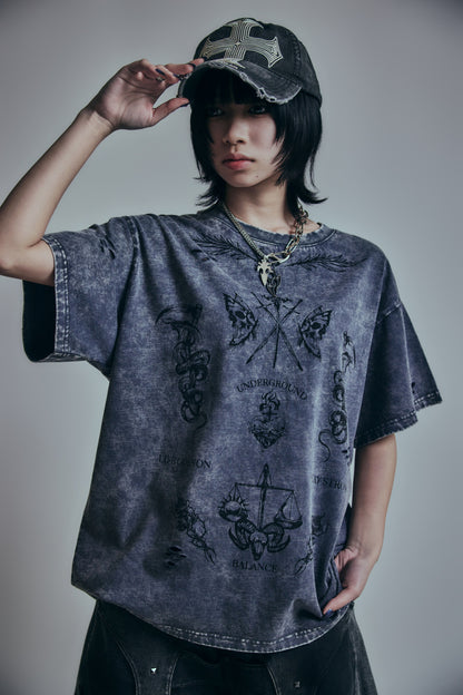 【P.N UNDERGROUND】TATTOOダメージTEE (726405)