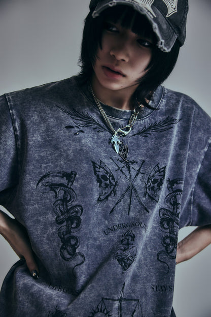 【P.N UNDERGROUND】TATTOOダメージTEE (726405)