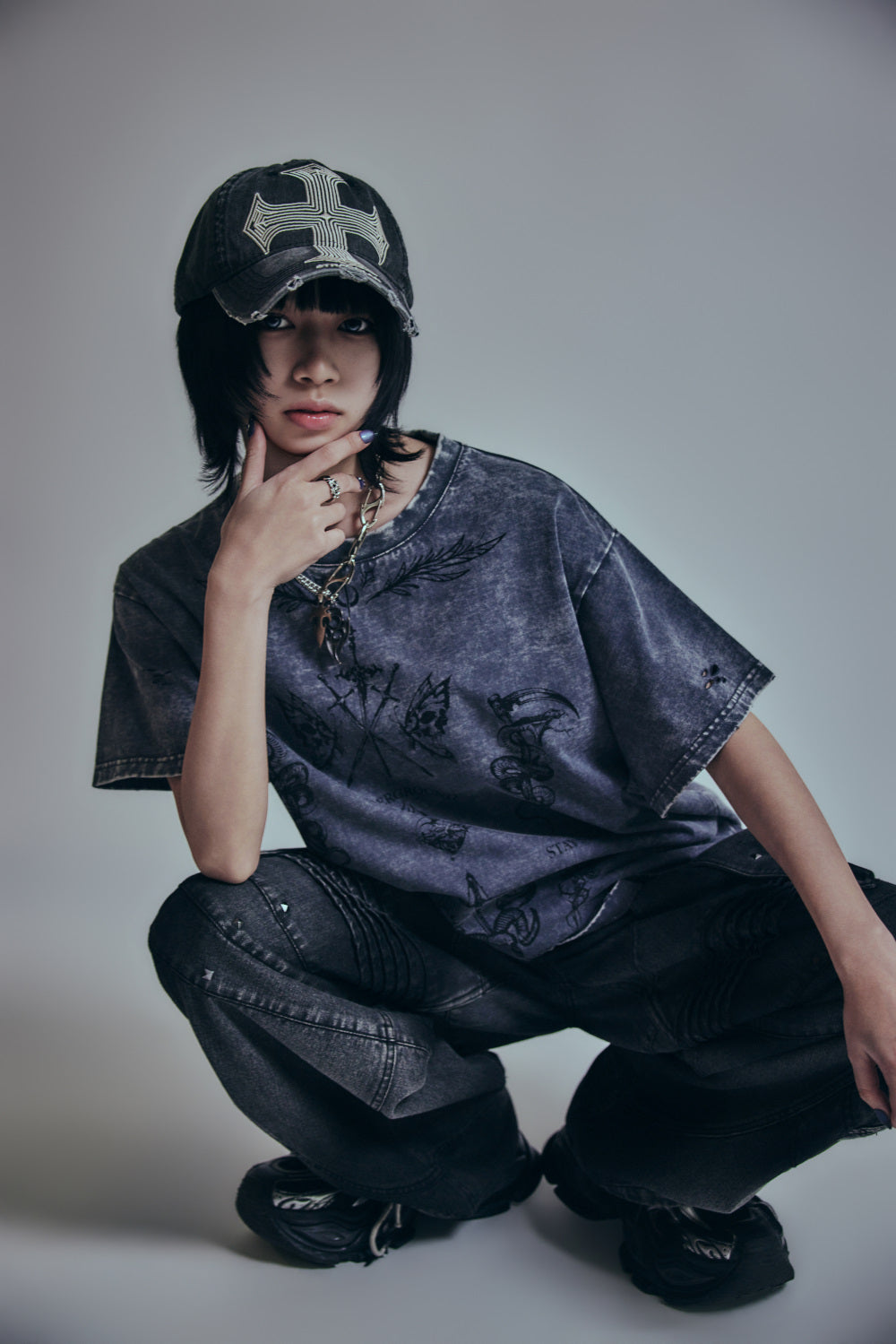 【P.N UNDERGROUND】TATTOOダメージTEE (726405)