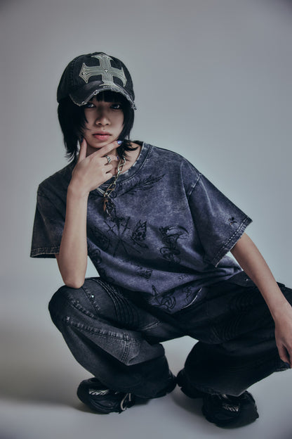 【P.N UNDERGROUND】TATTOOダメージTEE (726405)