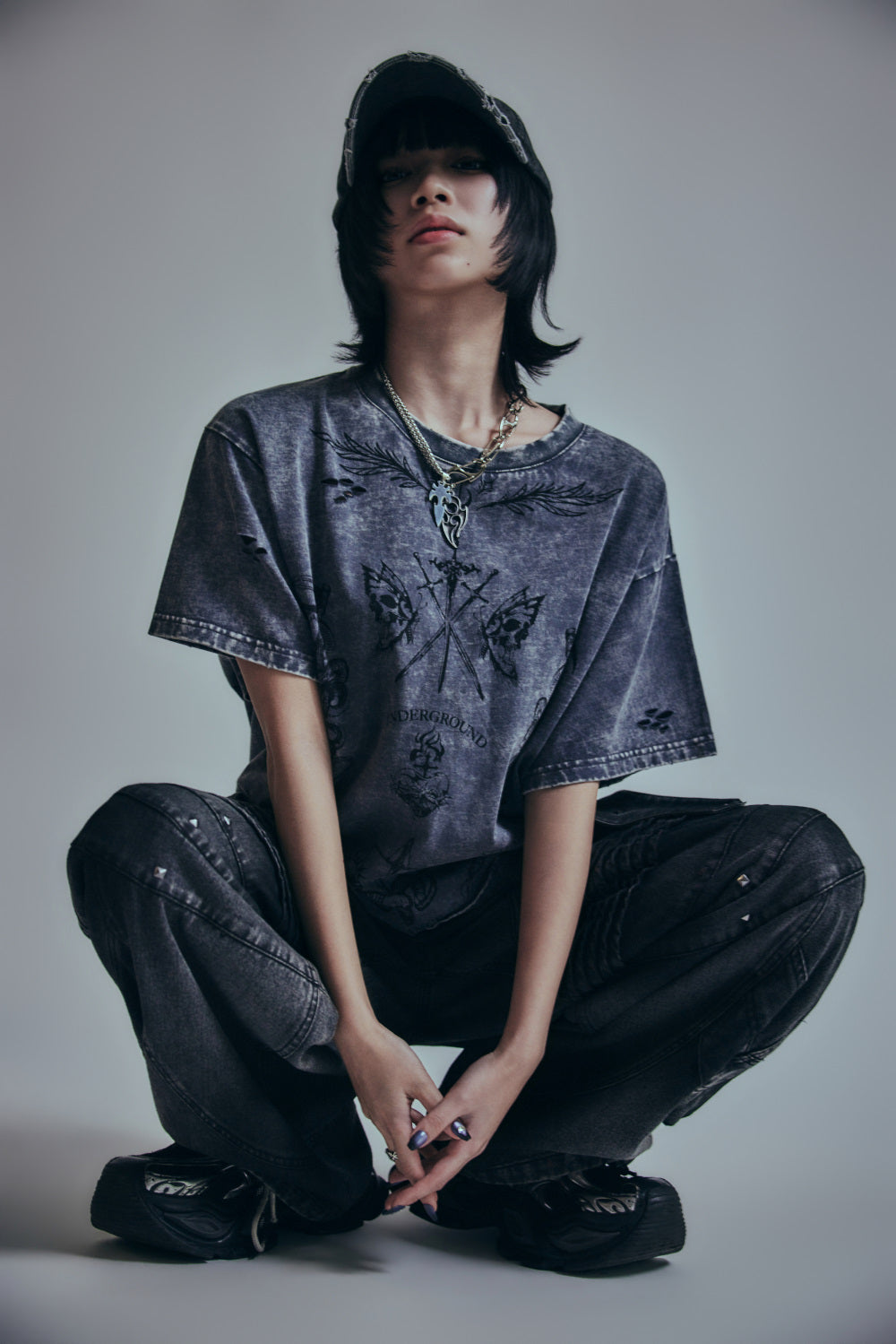【P.N UNDERGROUND】TATTOOダメージTEE (726405)