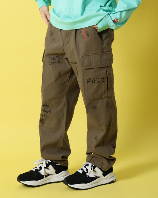 【YOIDORE】 ヴィンテージ栓抜き らくがき カーゴパンツ (816003)