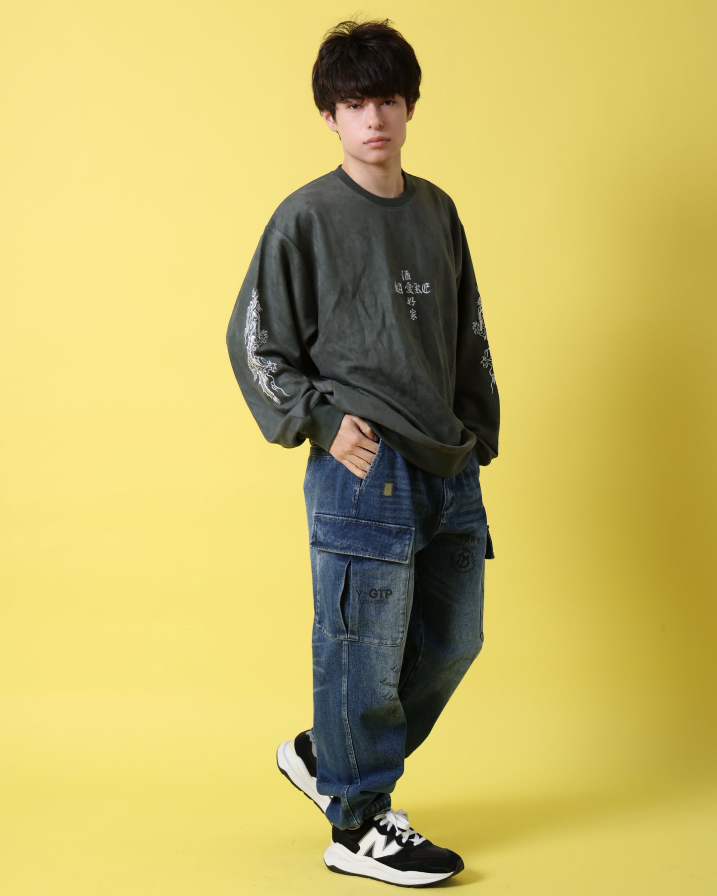 【YOIDORE】 酔虎と酔龍 スエードタッチ クルーネック (816608)