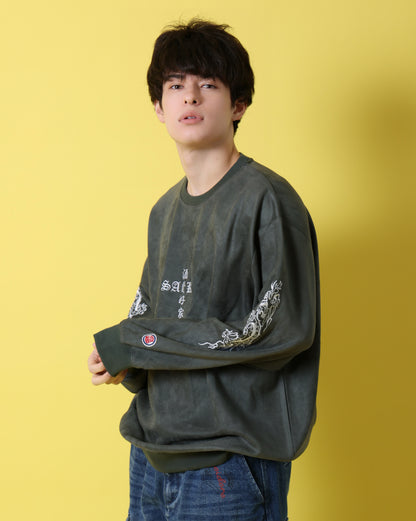 【YOIDORE】 酔虎と酔龍 スエードタッチ クルーネック (816608)