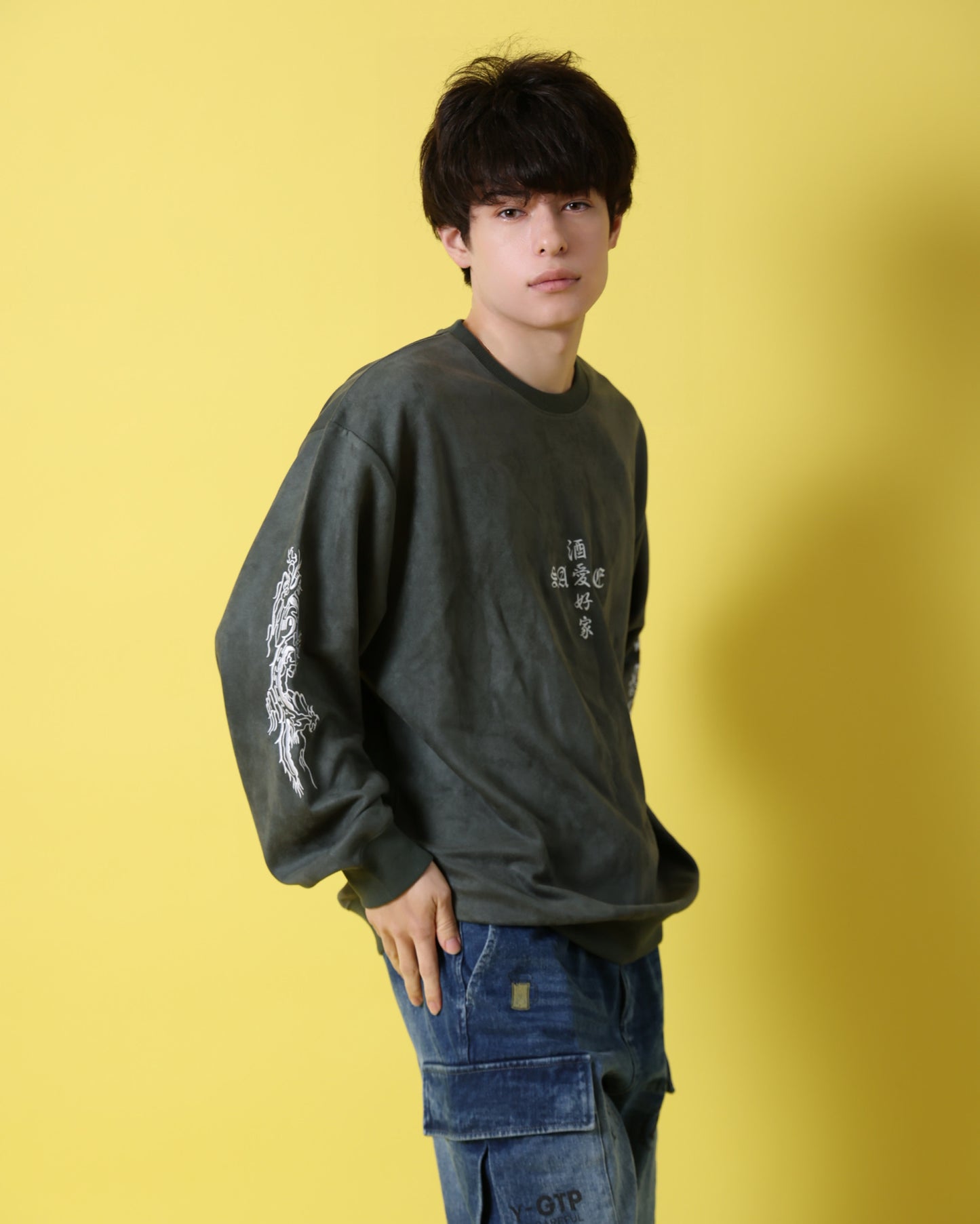 【YOIDORE】 酔虎と酔龍 スエードタッチ クルーネック (816608)