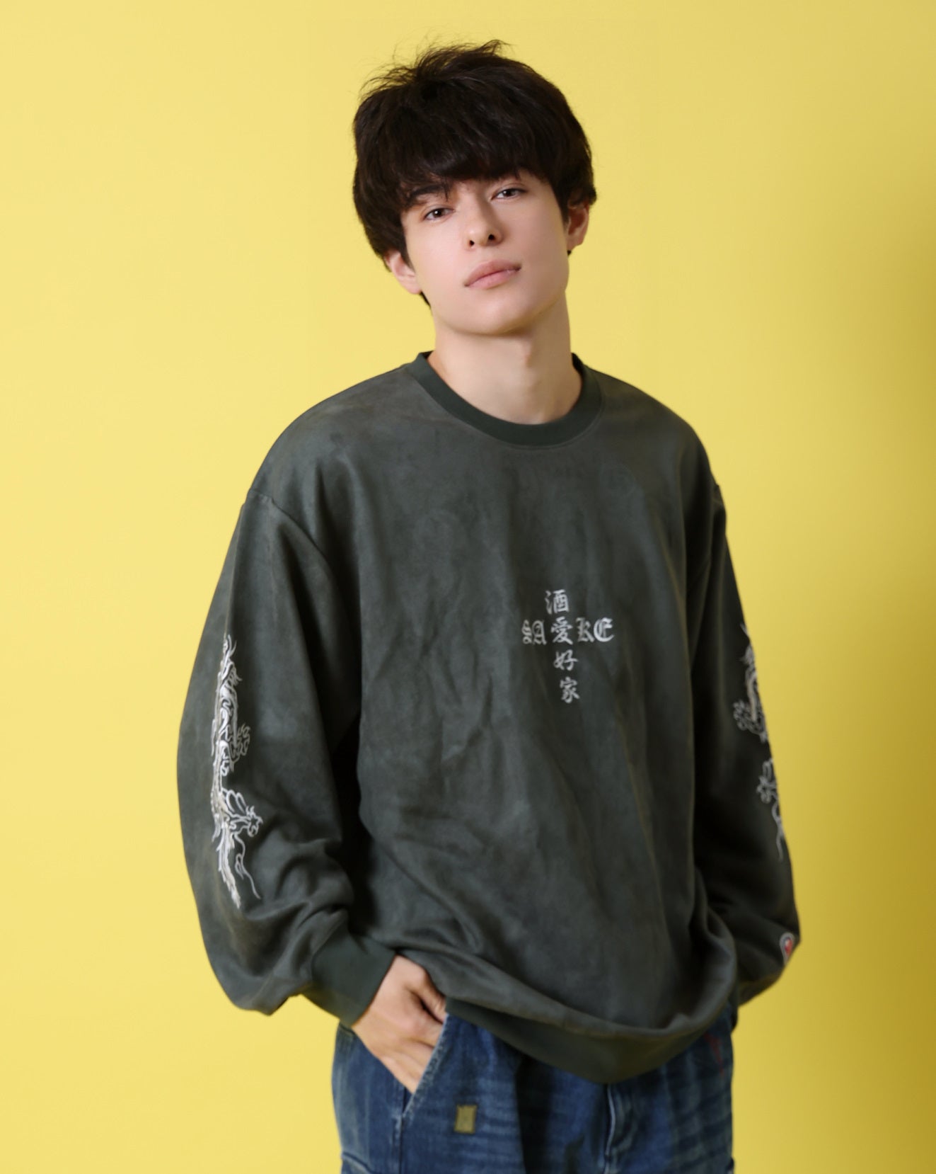 【YOIDORE】 酔虎と酔龍 スエードタッチ クルーネック (816608)