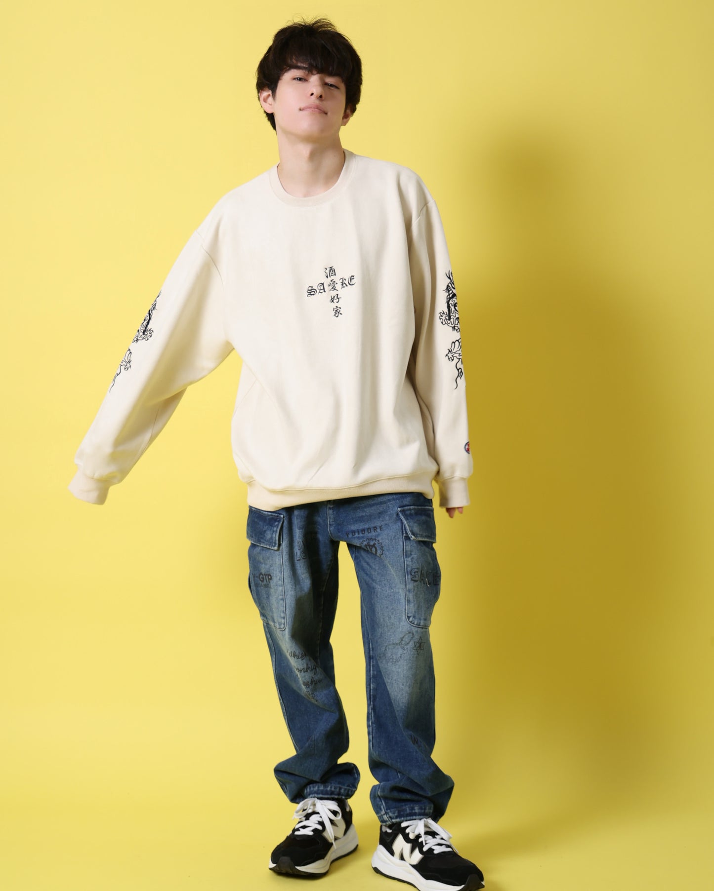 【YOIDORE】 酔虎と酔龍 スエードタッチ クルーネック (816608)