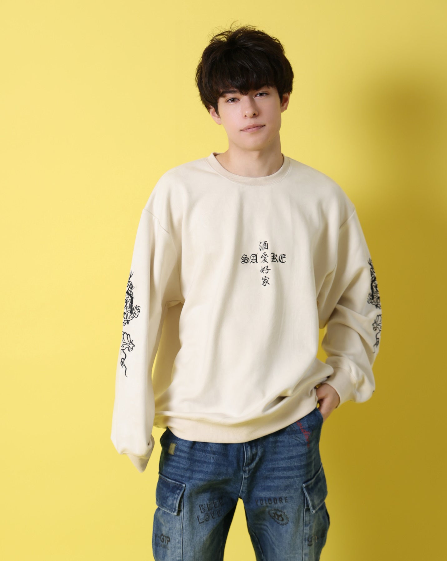 【YOIDORE】 酔虎と酔龍 スエードタッチ クルーネック (816608)