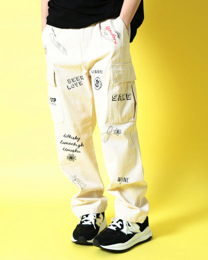 【YOIDORE】 ヴィンテージ栓抜き らくがき カーゴパンツ (816003)