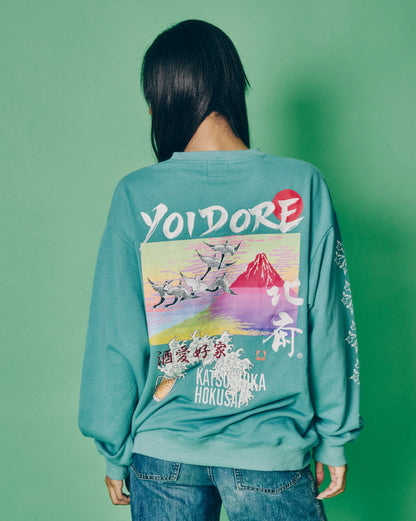 【YOIDORE】葛飾北斎コラボ 富士山 クルーネックスウェット (836210)