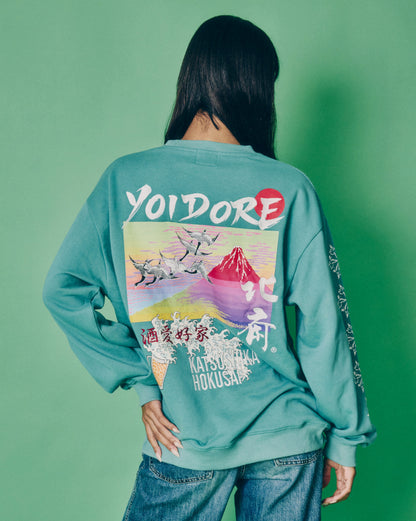 【YOIDORE】葛飾北斎コラボ 富士山 クルーネックスウェット (836210)