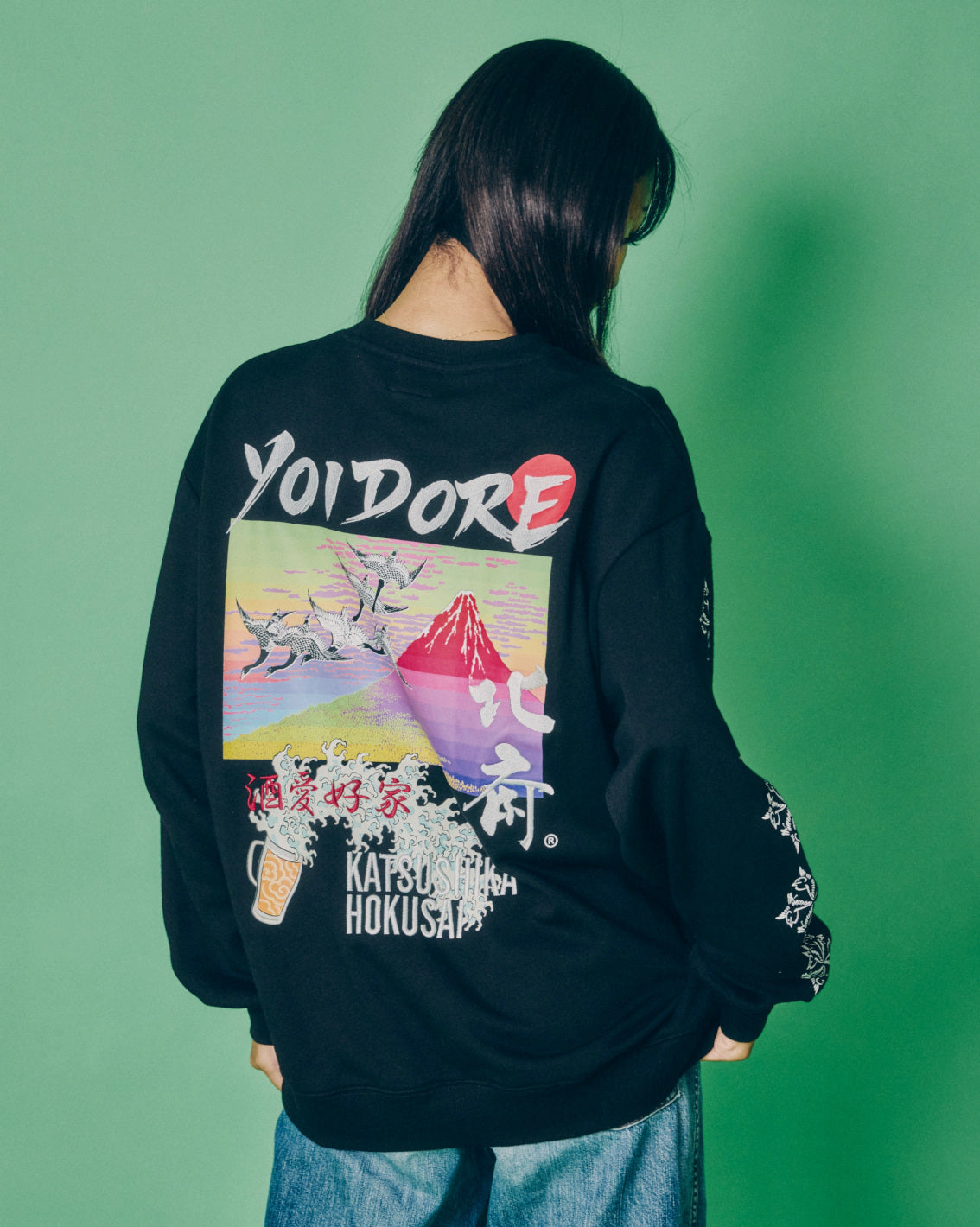 【YOIDORE】葛飾北斎コラボ 富士山 クルーネックスウェット (836210)