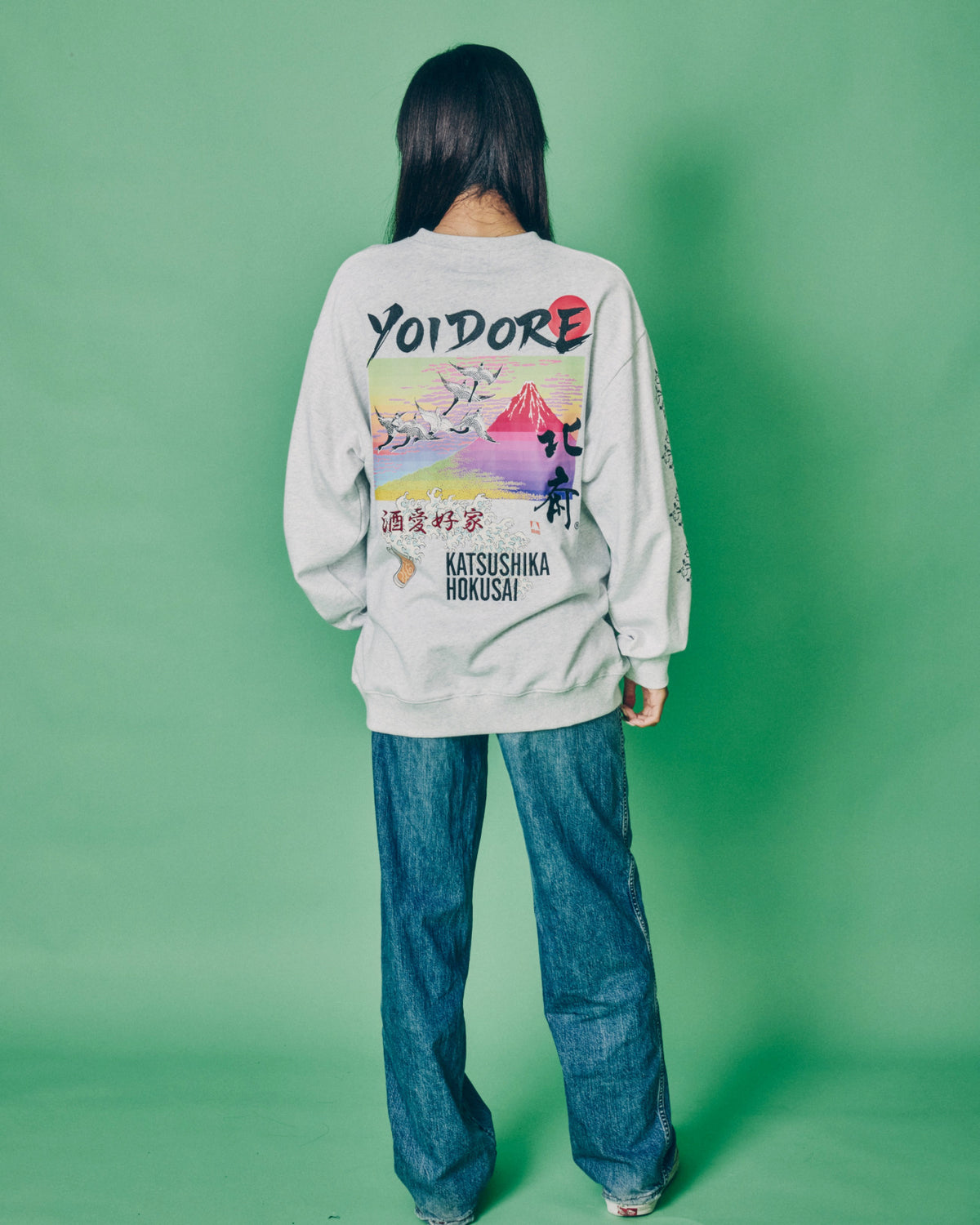 【YOIDORE】葛飾北斎コラボ 富士山 クルーネックスウェット (836210)