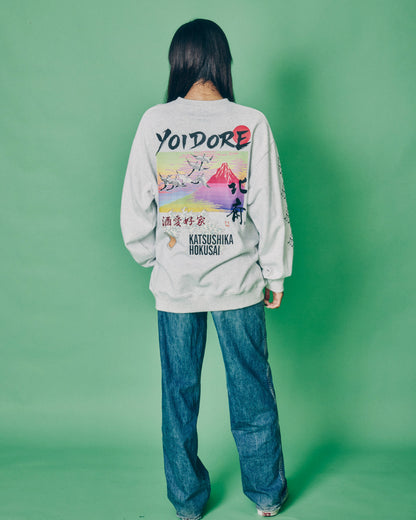 【YOIDORE】葛飾北斎コラボ 富士山 クルーネックスウェット (836210)