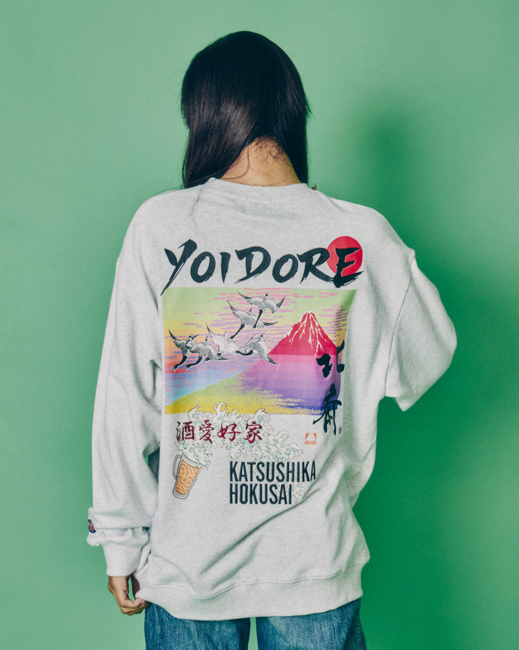【YOIDORE】葛飾北斎コラボ 富士山 クルーネックスウェット (836210)