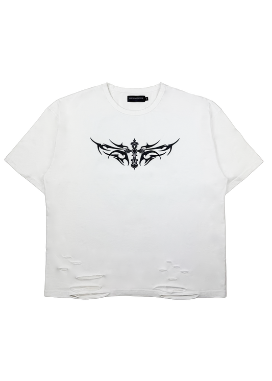 【PSYCHO NATION】トライバルスタッズ クロスダメージTEE (725000)