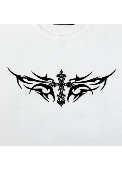【PSYCHO NATION】トライバルスタッズ クロスダメージTEE (725000)