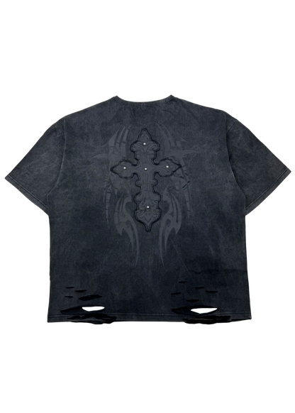 【PSYCHO NATION】トライバルスタッズ クロスダメージTEE (725000)