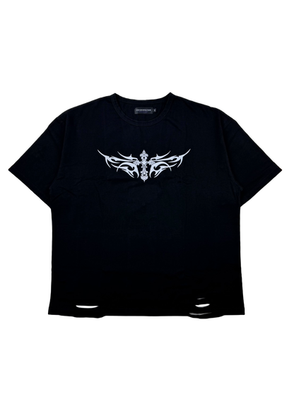 【PSYCHO NATION】トライバルスタッズ クロスダメージTEE (725000)