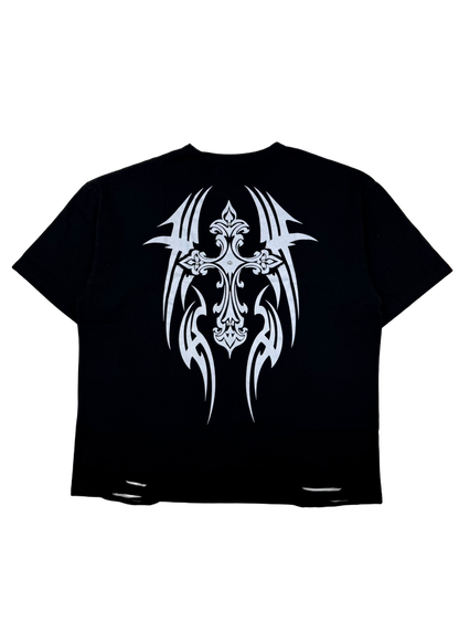 【PSYCHO NATION】トライバルスタッズ クロスダメージTEE (725000)