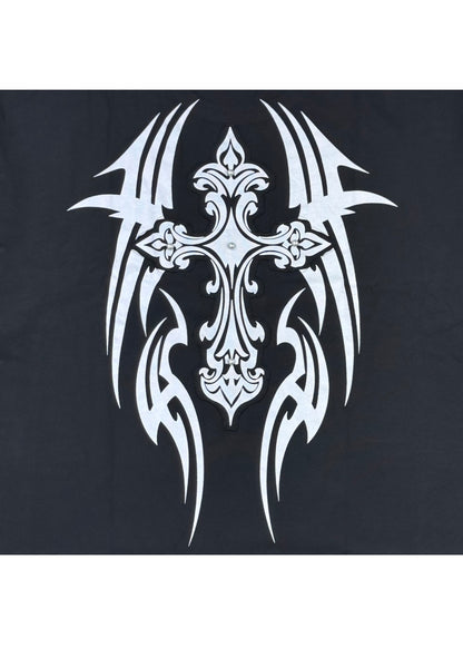 【PSYCHO NATION】トライバルスタッズ クロスダメージTEE (725000)
