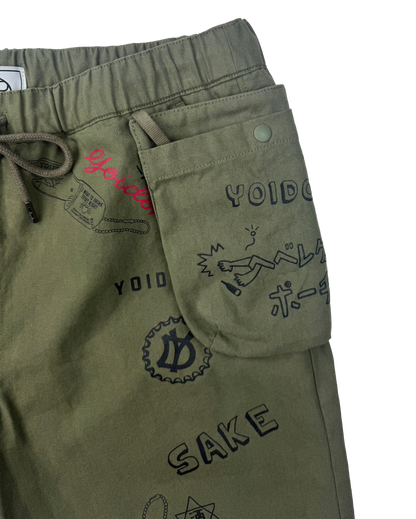 【YOIDORE】落書き総柄 ポーチバッグ ショートパンツ(826005)