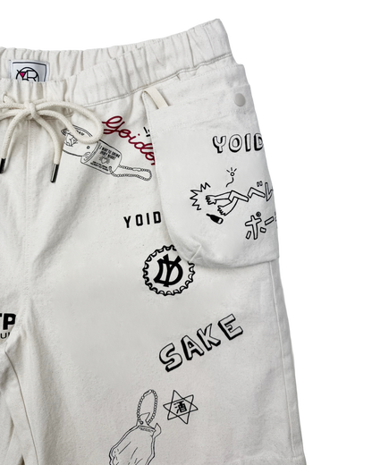 【YOIDORE】落書き総柄 ポーチバッグ ショートパンツ(826005)