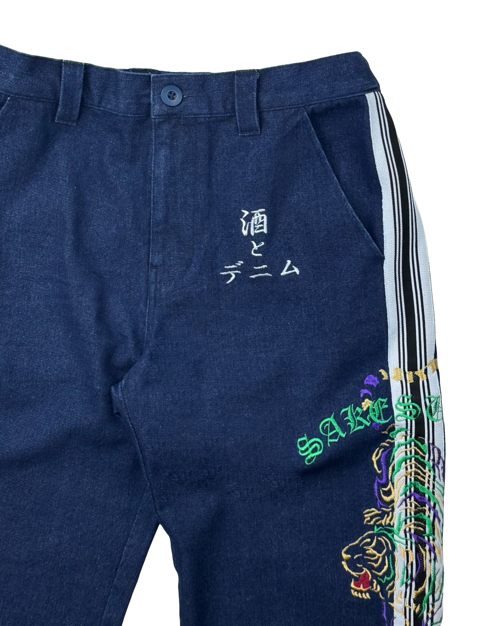 【YOIDORE】 酒とデニム サイドライン 刺繍パンツ (826006)