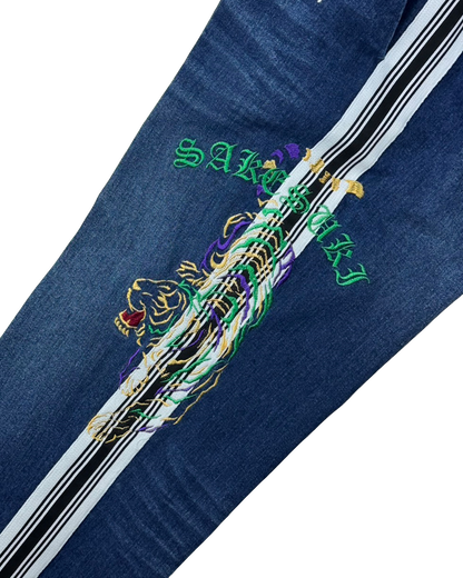 【YOIDORE】 酒とデニム サイドライン 刺繍パンツ (826006)