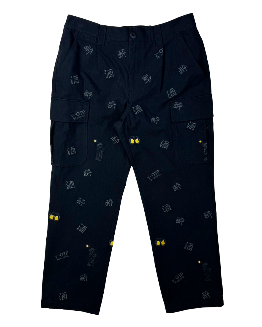 【YOIDORE】酒総柄刺繍 カーゴパンツ (826007)