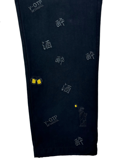 【YOIDORE】酒総柄刺繍 カーゴパンツ (826007)