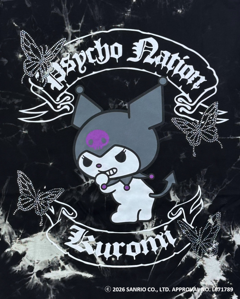 【PSYCHO NATION × KUROMI】バタフライストーンTEE(726811)