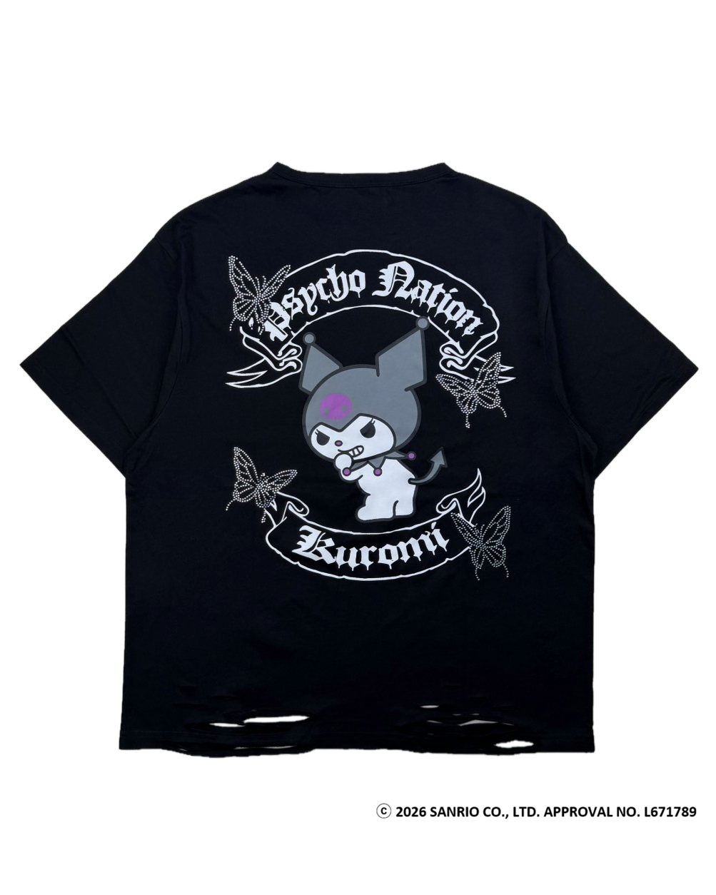 【PSYCHO NATION × KUROMI】バタフライストーンTEE(726811)